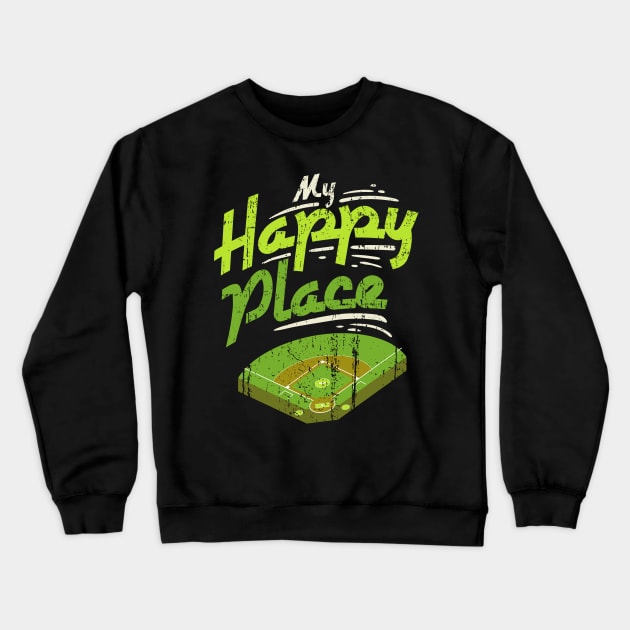 My Happy Place - Vintage Retro Baseball Gift Crewneck Sweatshirt by biNutz